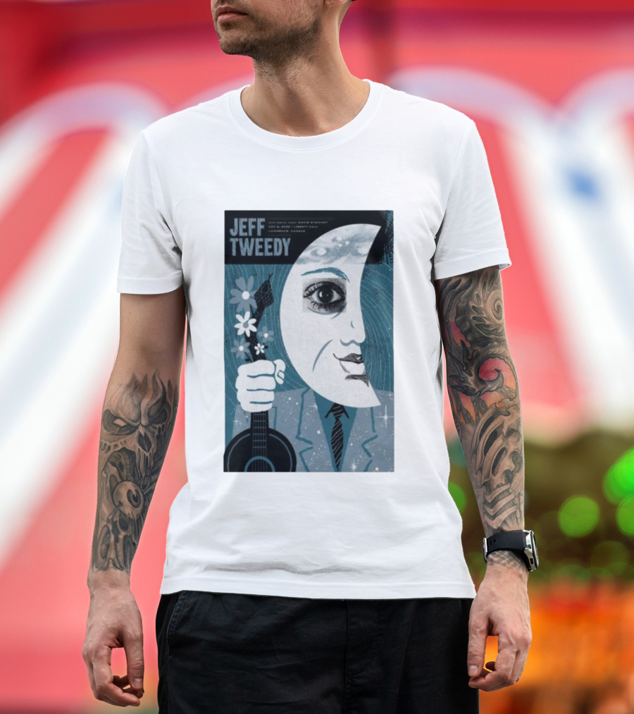 Jeff Tweedy Nov 8 2025 Liberty Hall Lawrence KS Moon Eye Flowers Guitar Art T-Shirt