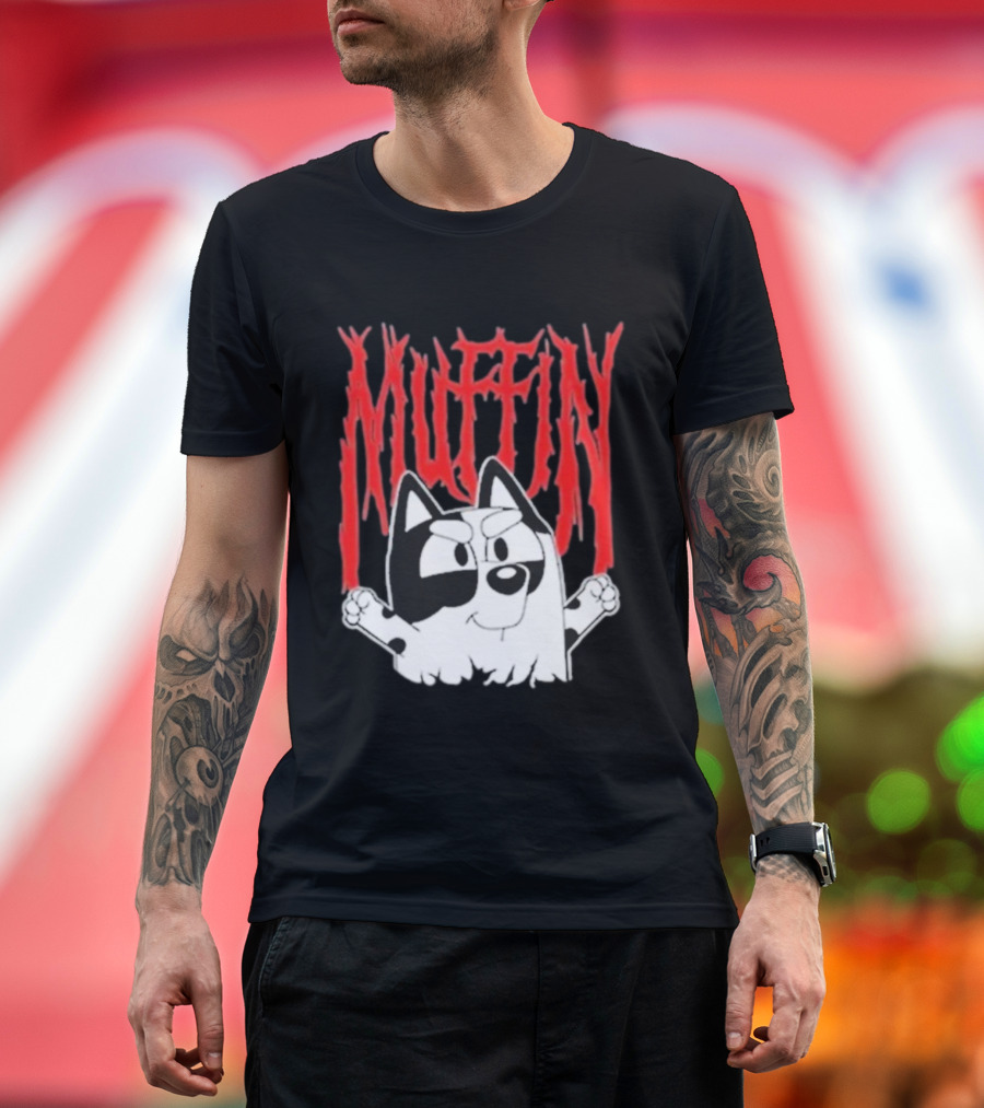 Bluey Muffin Metal Band Style T-Shirt