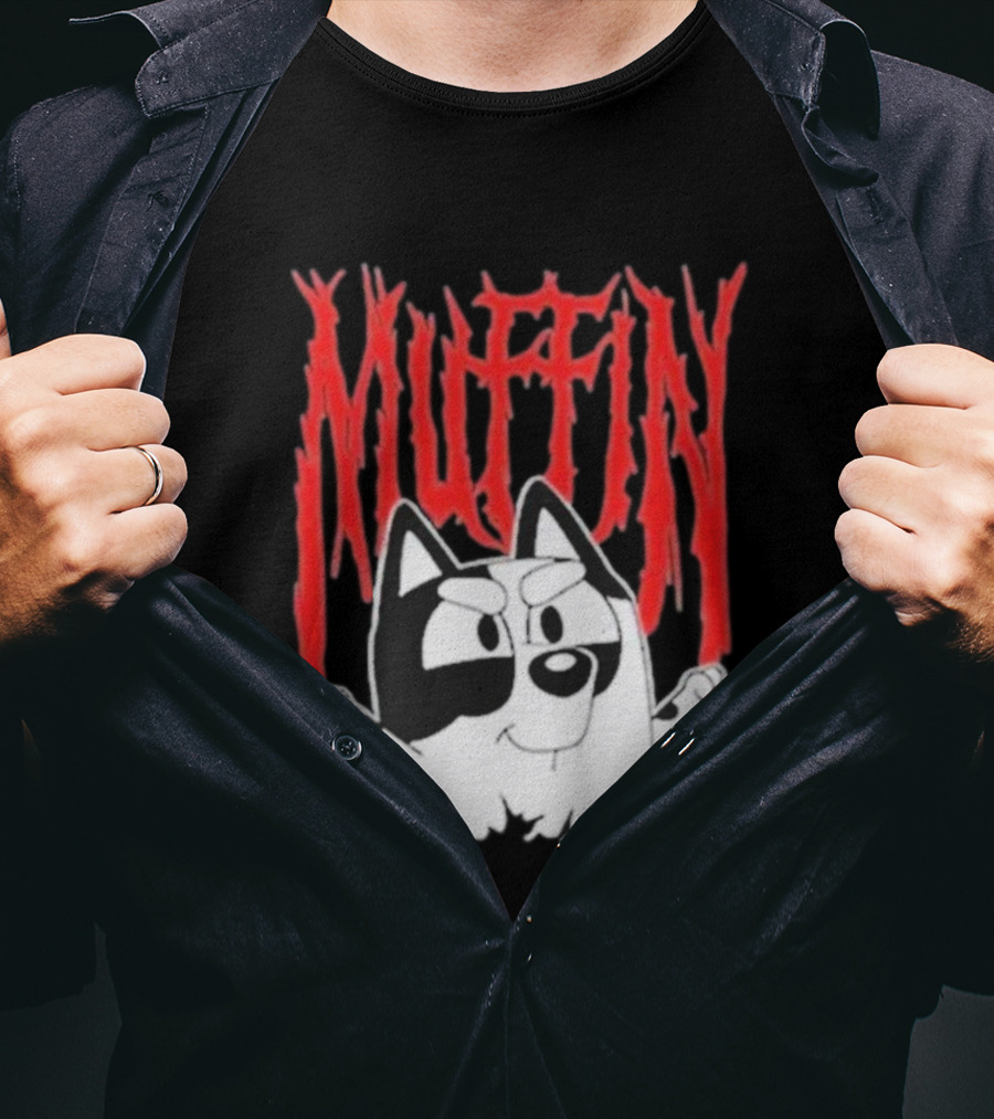 Bluey Muffin Metal Band Style T-Shirt