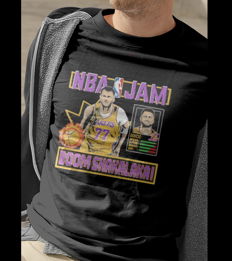 NBA Jam Lakers 77 Doncic Boom Shakalaka T-Shirt