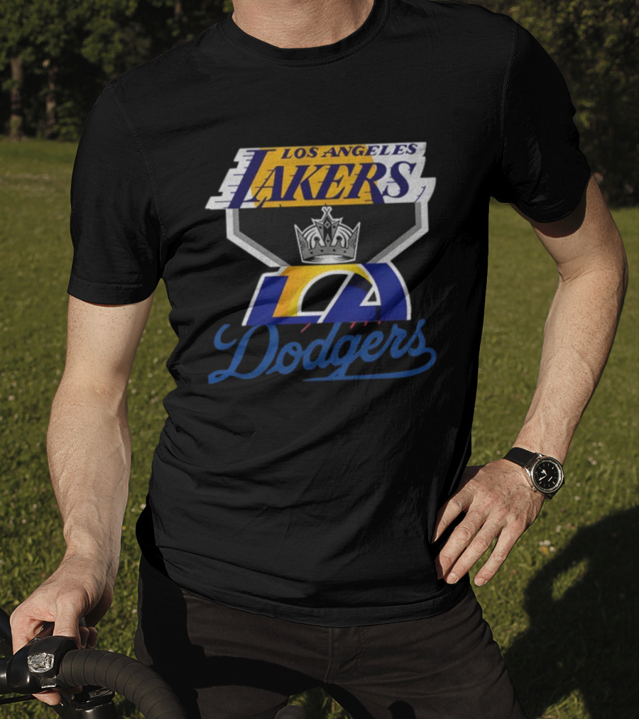 Los Angeles Dodgers Kings Lakers Sports Fan Logo Mashup T-Shirt