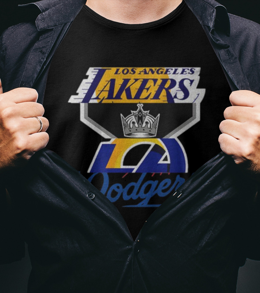 Los Angeles Dodgers Kings Lakers Sports Fan Logo Mashup T-Shirt