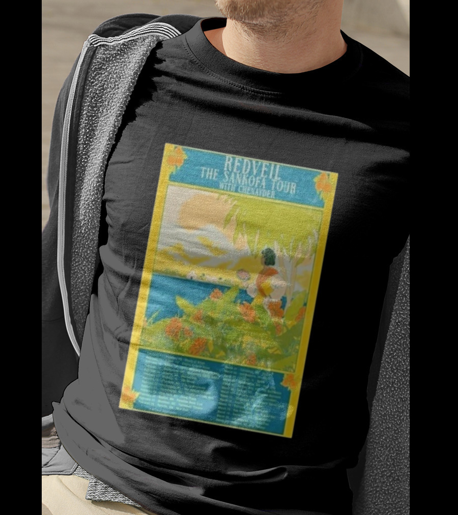 Redveil The Sankofa Tour With Chenayder 2026 Dates And Locations Art Nouveau Style Coastline Scene T-Shirt