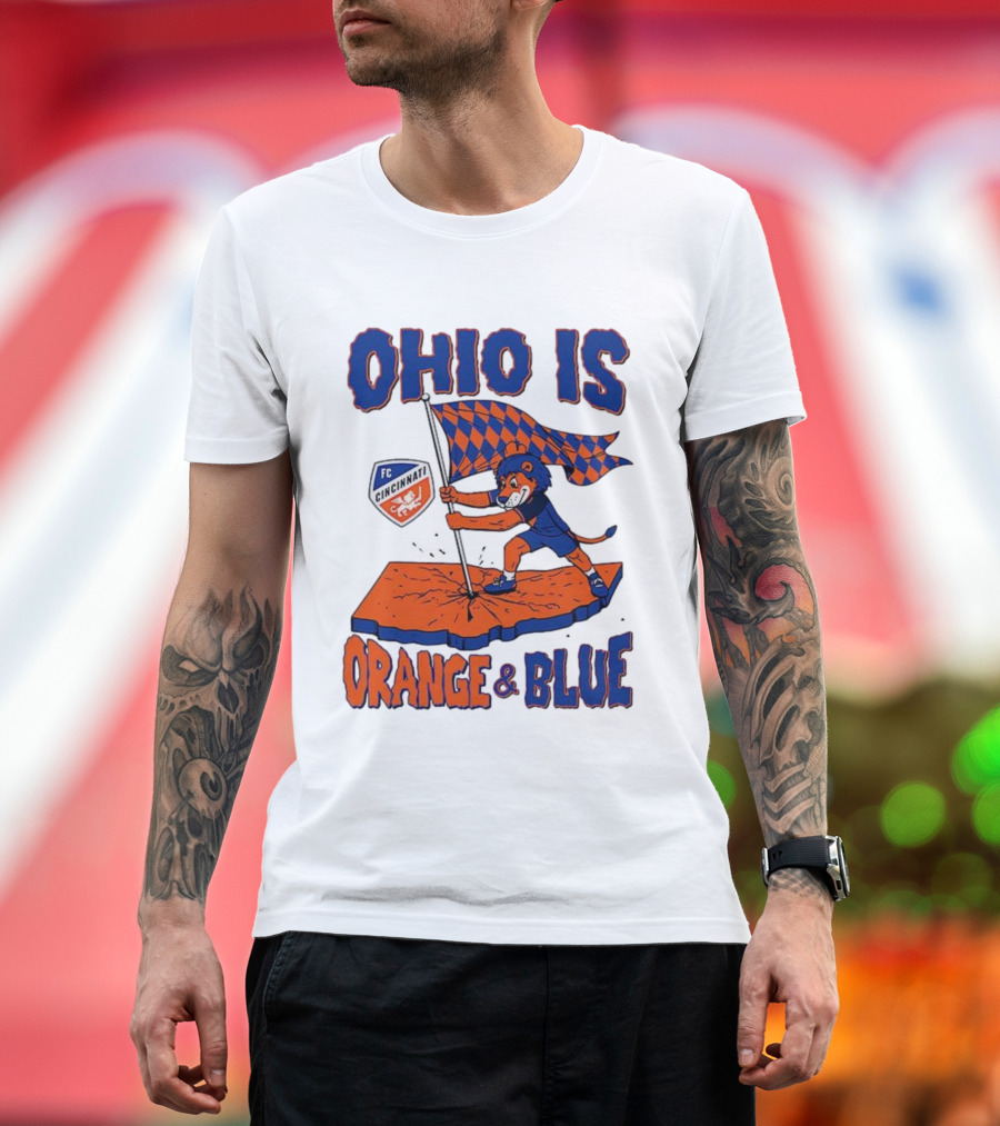 Ohio Is Orange And Blue FC Cincinnati Mascot Flag T-Shirt