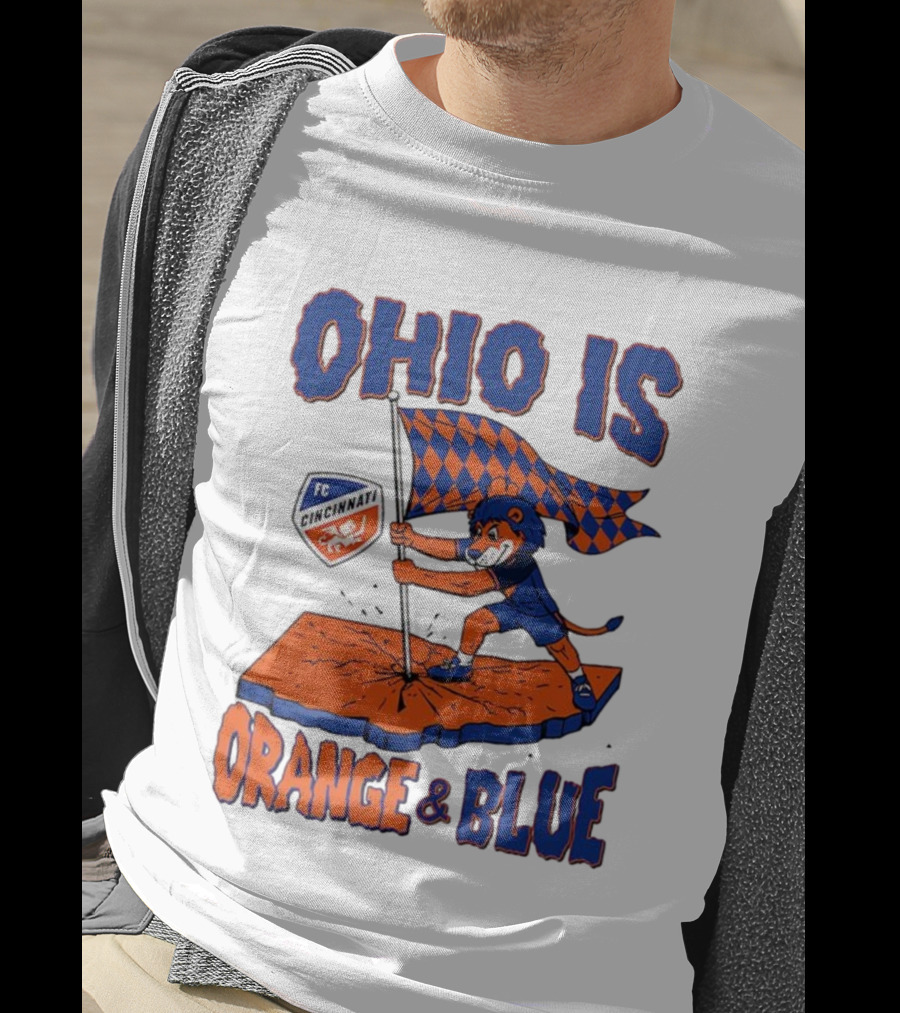 Ohio Is Orange And Blue FC Cincinnati Mascot Flag T-Shirt