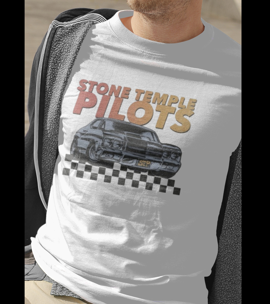 Stone Temple Pilots STP Car Racing Checkerboard T-Shirt