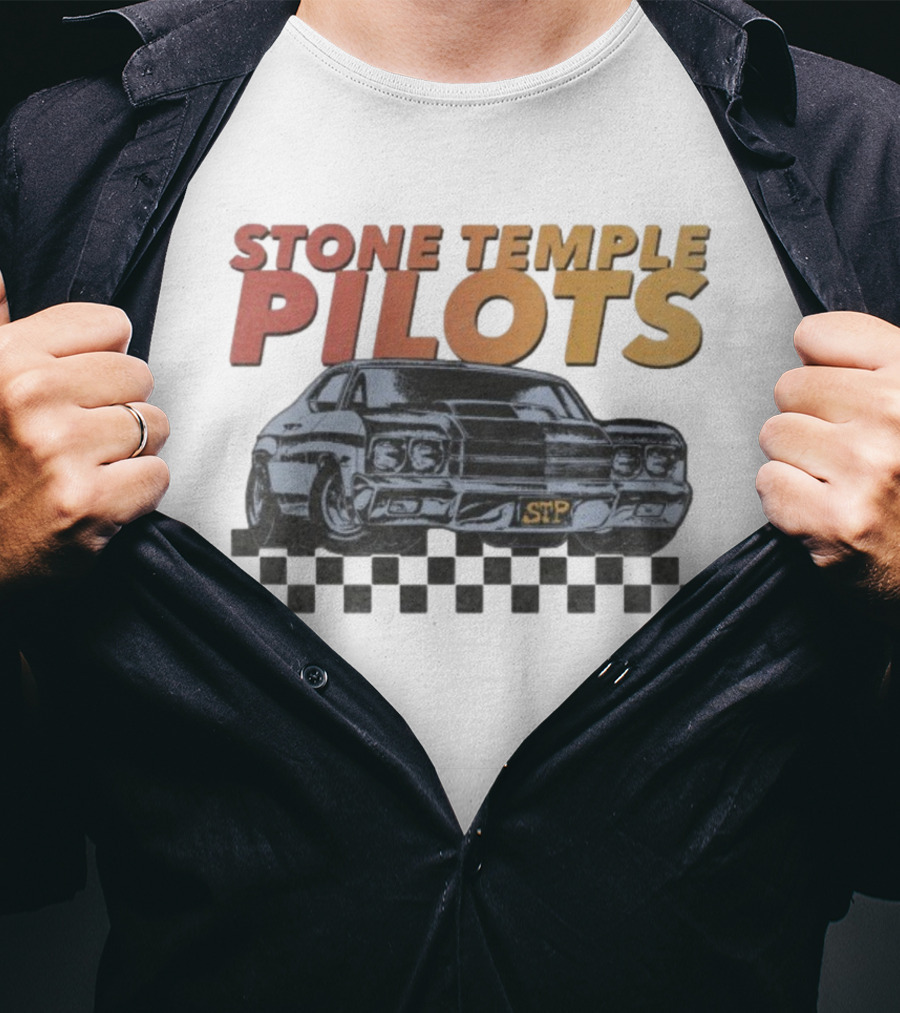 Stone Temple Pilots STP Car Racing Checkerboard T-Shirt