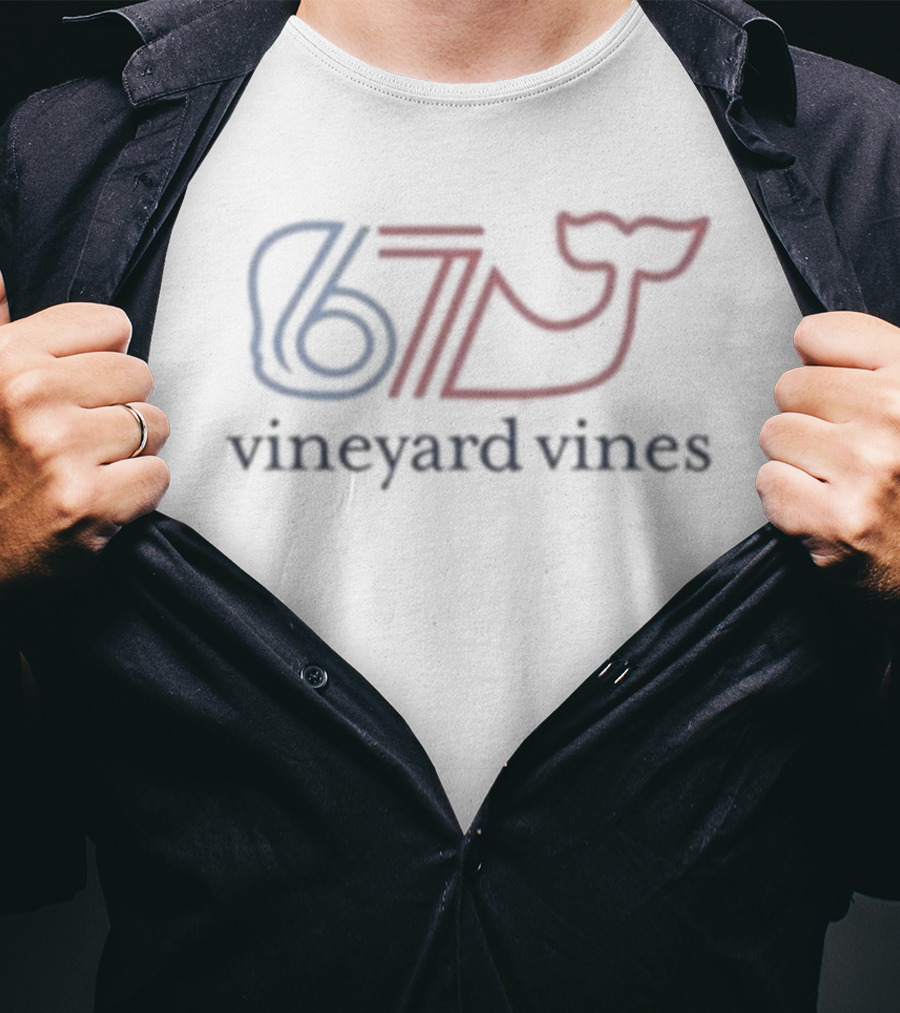 Vineyard Vines 67 Whale Tail Icon Red And Blue T-Shirt