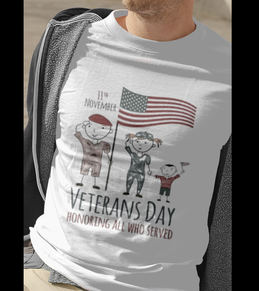 Veterans Day Honoring All Who Served 11th November American Flag Families T-Shirt