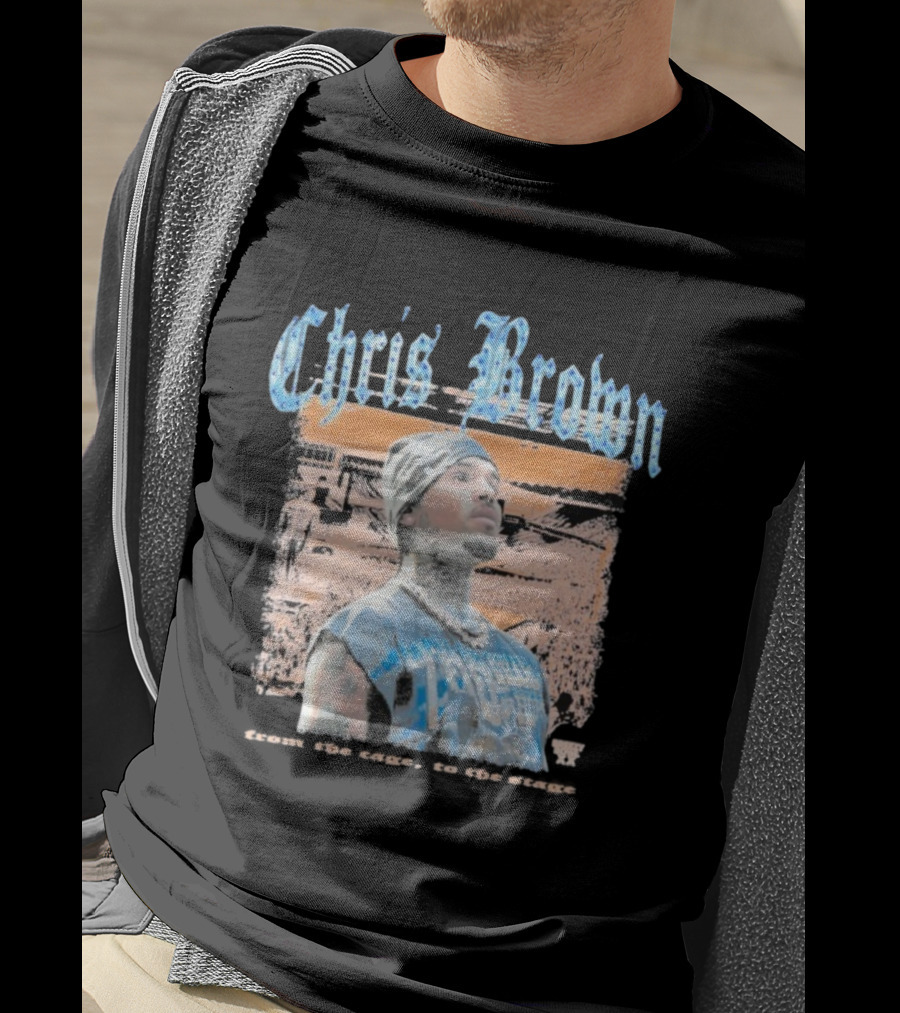 Chris Brown From The Cage To Stage Breezy Bowl XX Rhinestone Concert Performance T-Shirt