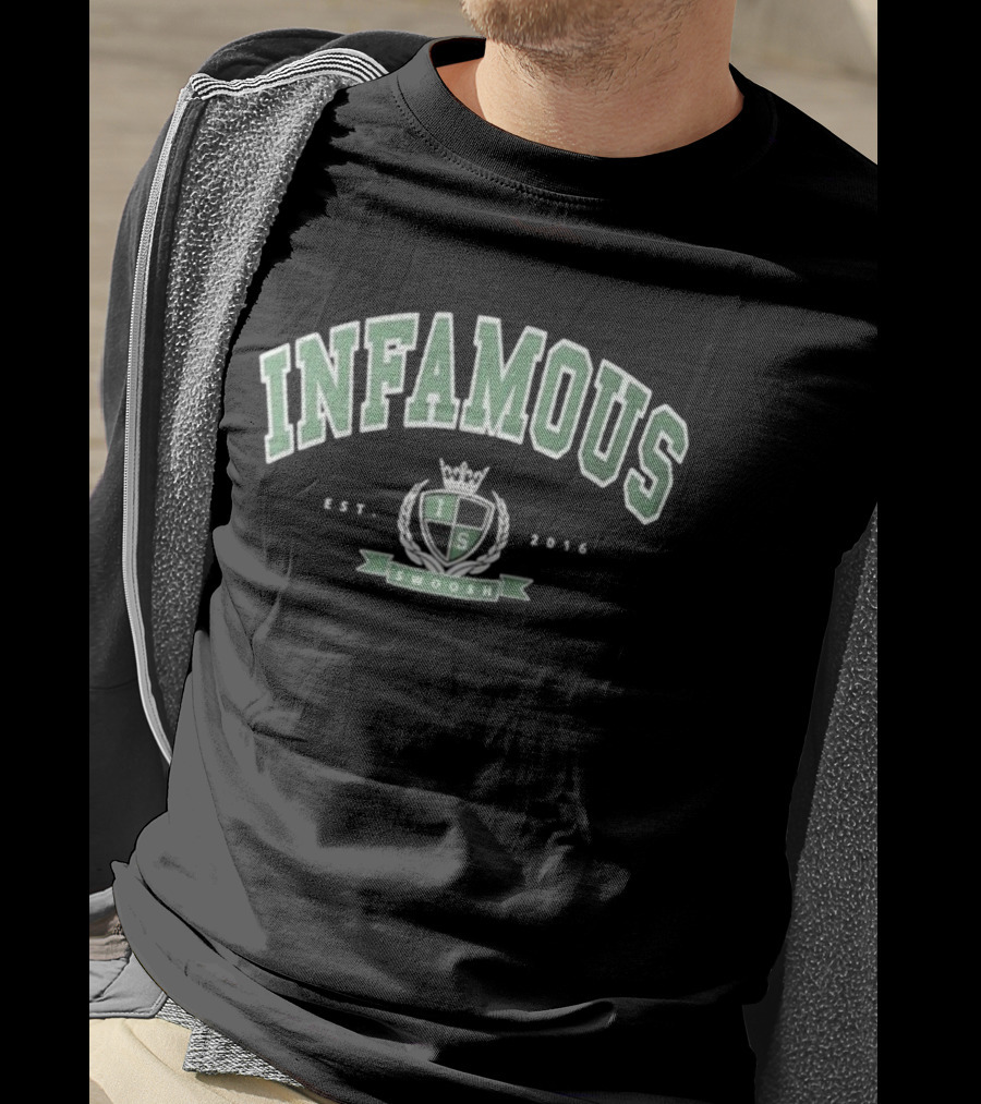 Infamous Swoosh IS 2016 Crowned Crest Varsity Style T-Shirt