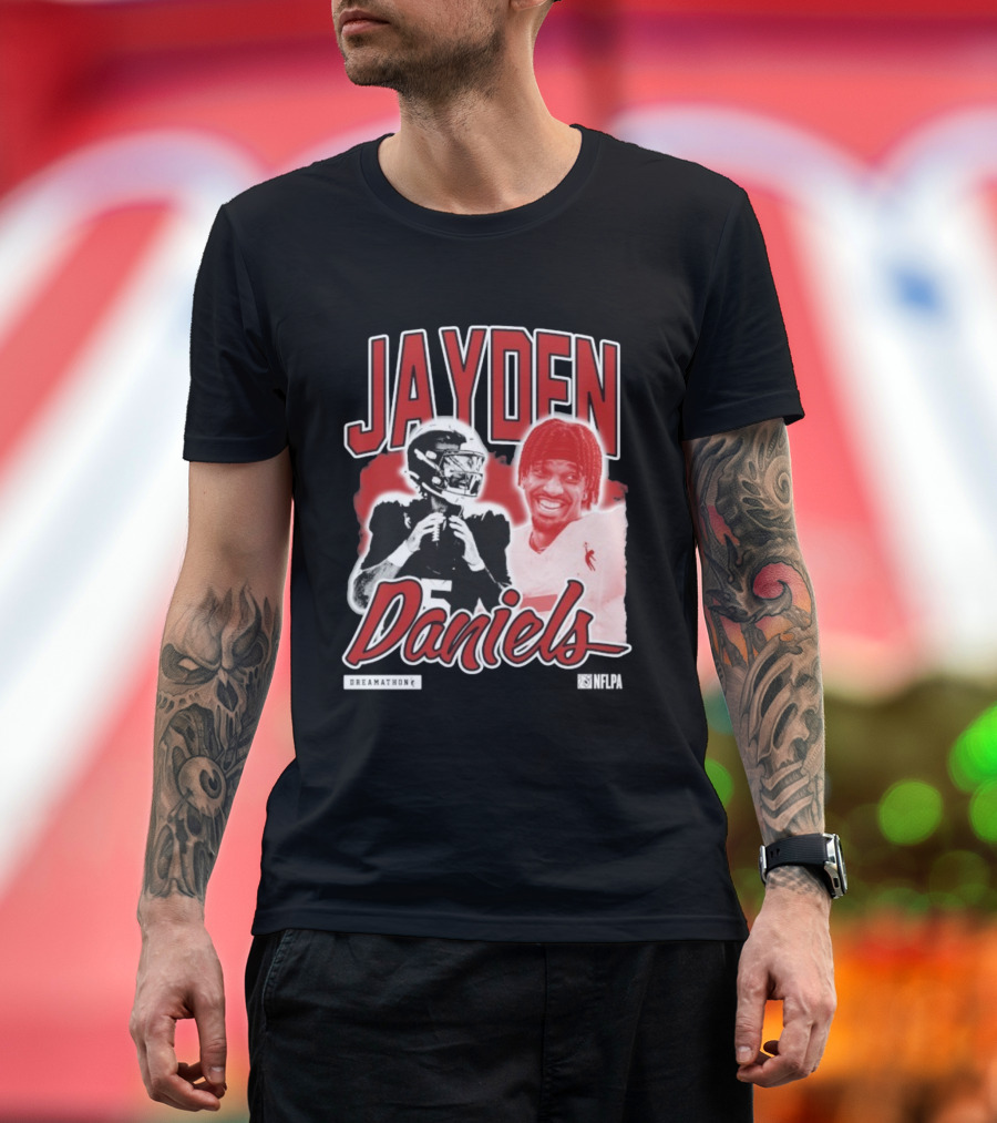 Jayden Daniels Dreamathon NFLPA Football Collaboration T-Shirt