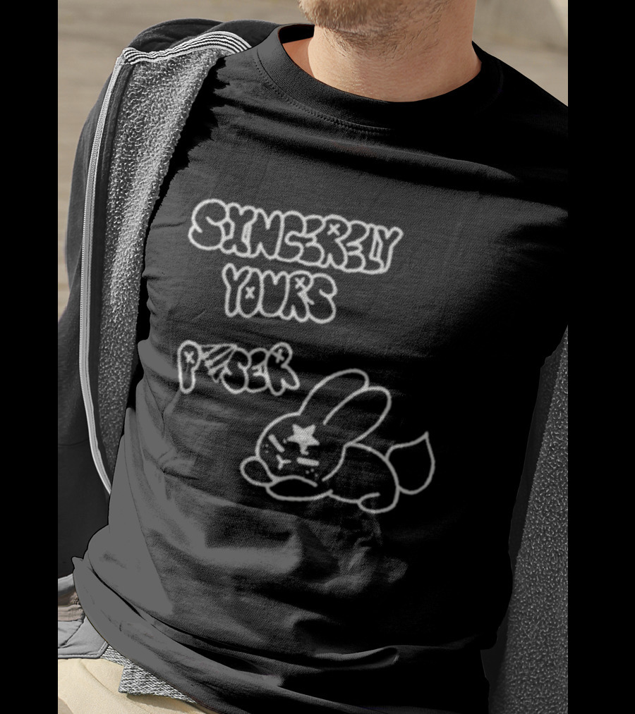 Sincerely Yours Poser Bunny Star Eyed Playful Character T-Shirt