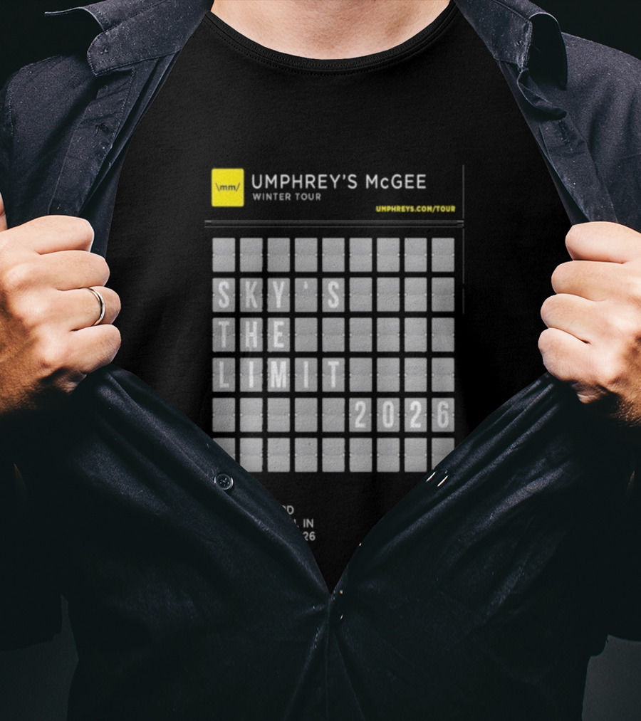 Umphrey's McGee Winter Tour Sky's The Limit 2026 Bloomington IN January 29 The Bluebird T-Shirt