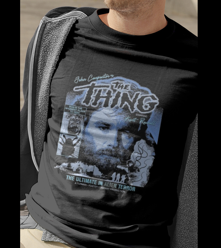 The Thing Starring Kurt Russell Man Is The Warmest Place To Hide Alien Terror T-Shirt