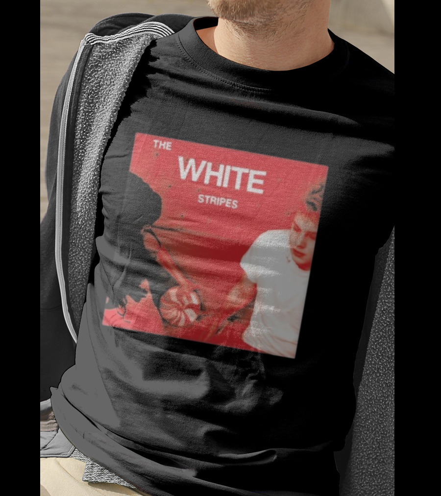 The White Stripes Let's Shake Hands Red And White Spiral Design T-Shirt