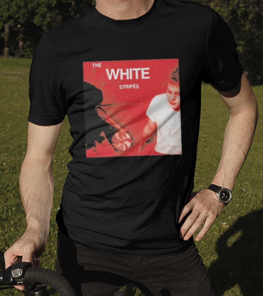 The White Stripes Let's Shake Hands Red And White Spiral Design T-Shirt