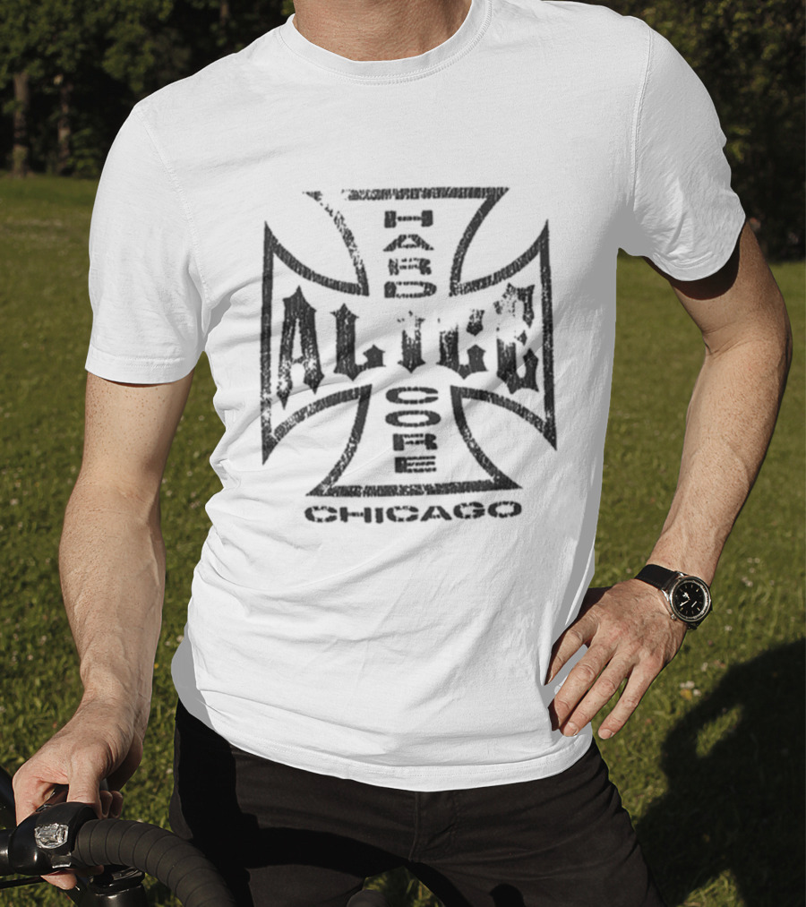 Alice Hardcore Moto Couture Chicago Cross Design T-Shirt