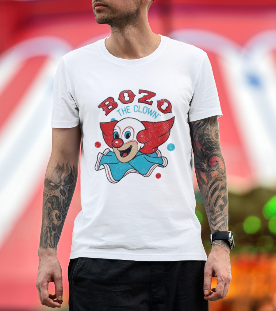 Bozo The Clown Vintage Cartoon Red Blue Fun Design T-Shirt