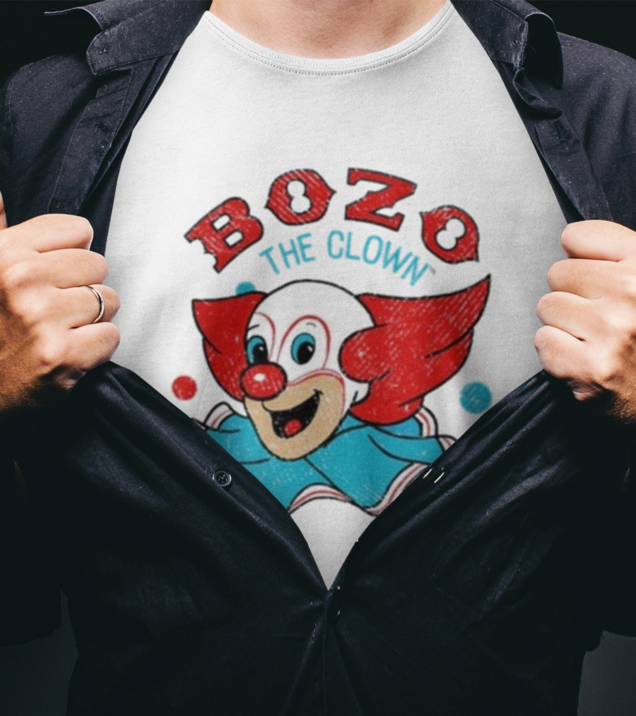 Bozo The Clown Vintage Cartoon Red Blue Fun Design T-Shirt