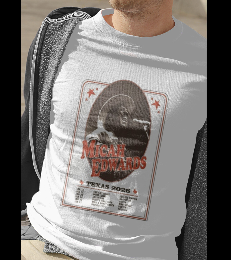 Micah Edwards Texas 2026 Tour Dates Cavalry Court Hotel Lucine Saxon Pub Duet's Texas Club MULE HONEY RANCH Dan Electro's T-Shirt