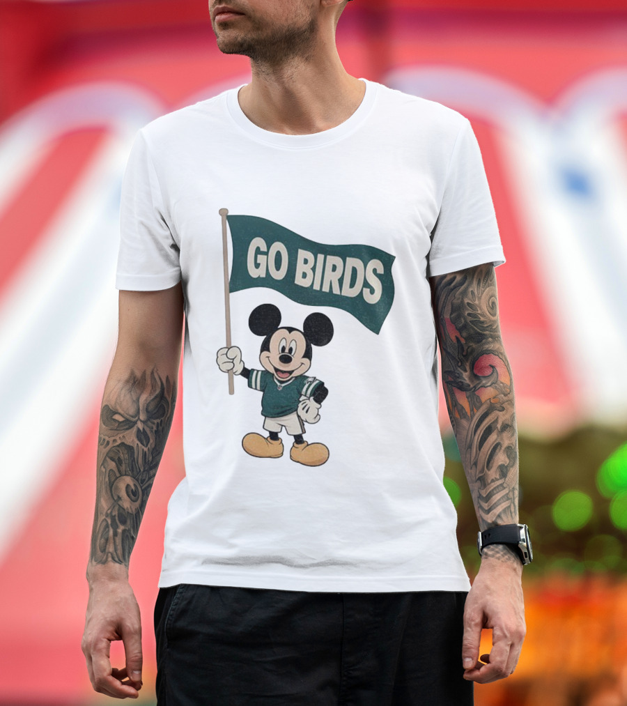 Mickey Mouse Go Birds Philadelphia Eagles NFL Football 2025 Flag T-Shirt