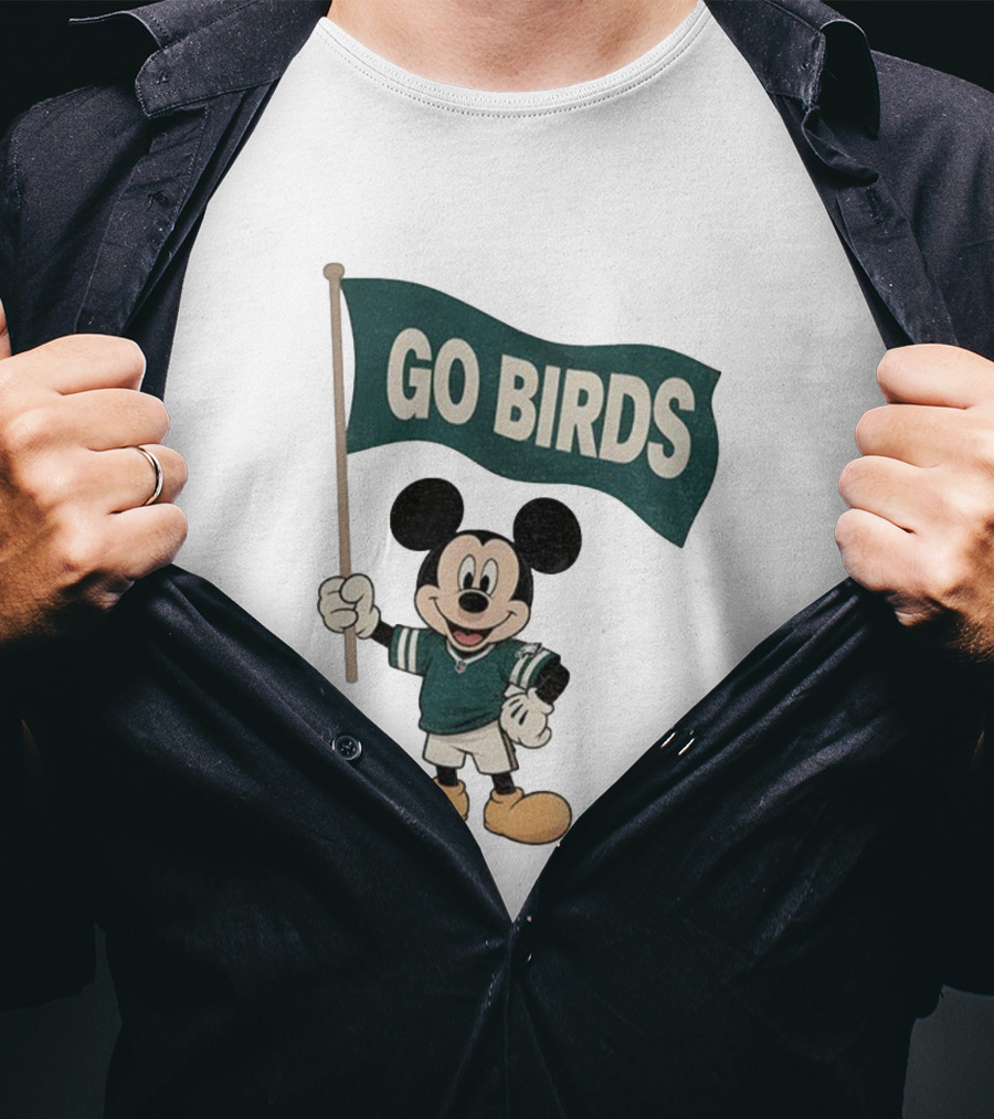 Mickey Mouse Go Birds Philadelphia Eagles NFL Football 2025 Flag T-Shirt