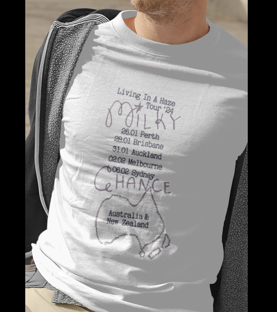 Milky Chance Living In A Haze Tour 2024 Australia New Zealand 26 Jan Perth 28 Brisbane 31 Auckland 02 Feb Melbourne 04 Sydney T-Shirt
