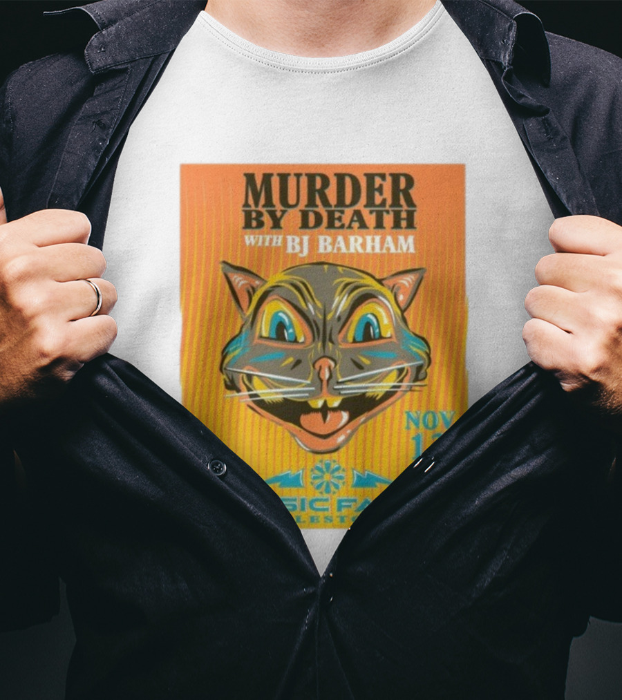Murder By Death With BJ Barham Music Farm Charleston SC Nov 13 Cat Art T-Shirt