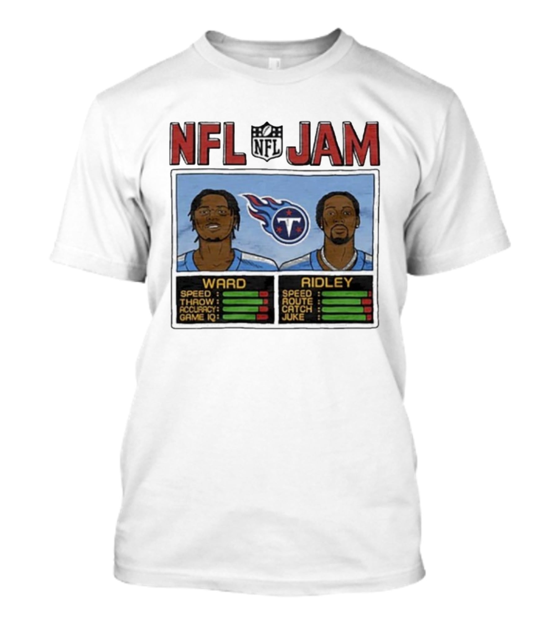 NFL Jam Tennessee Titans Ward Ridley Speed Throw Route Catch Juke T-Shirt