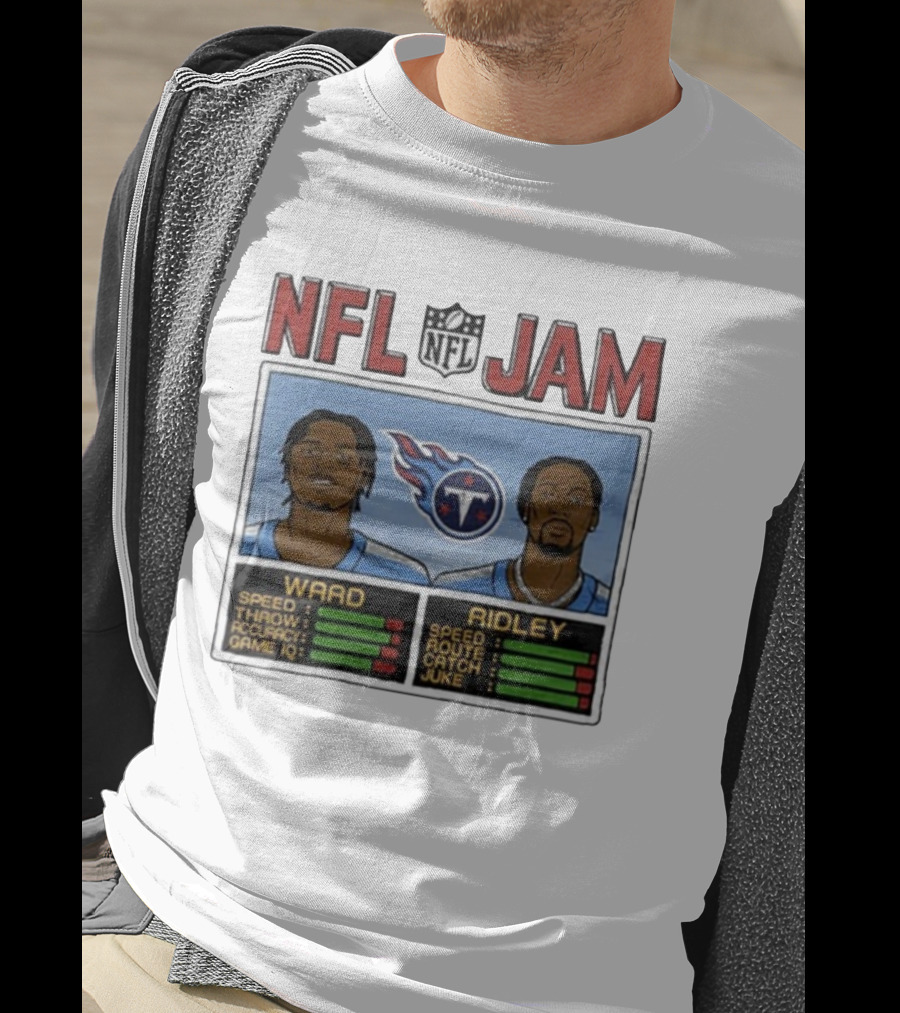 NFL Jam Tennessee Titans Ward Ridley Speed Throw Route Catch Juke T-Shirt