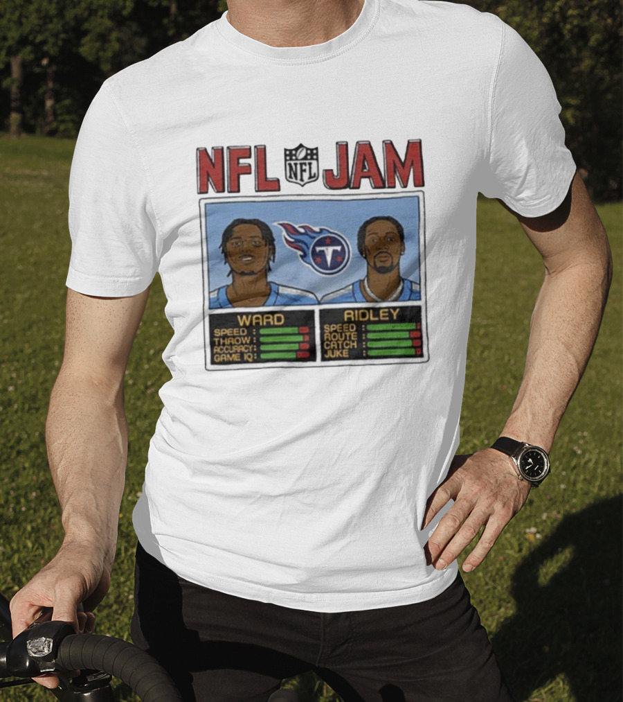 NFL Jam Tennessee Titans Ward Ridley Speed Throw Route Catch Juke T-Shirt