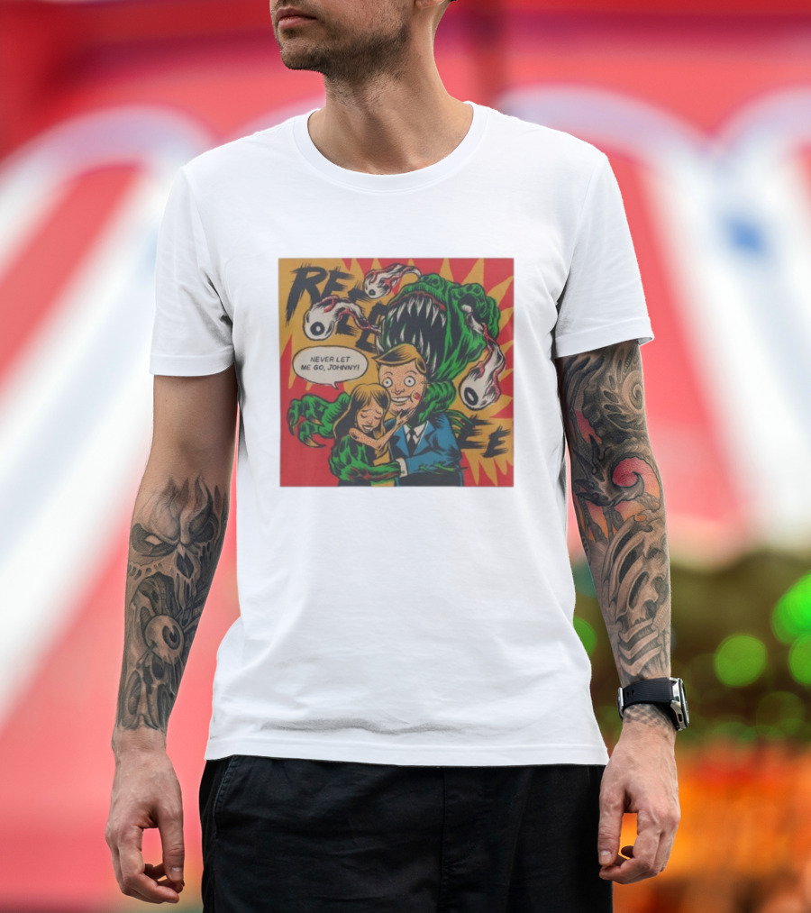 Creepy Comic Style Monster Attack Never Let Me Go Johnny Retro Art T-Shirt