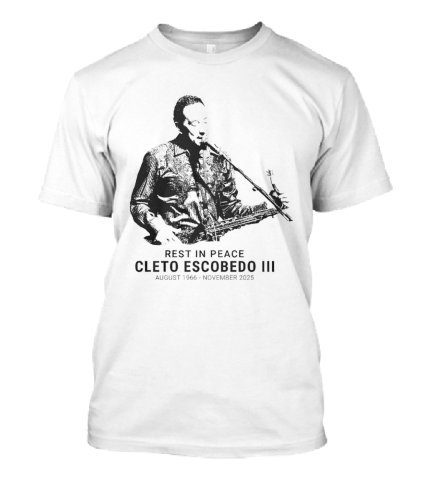 RIP Cleto Escobedo III Rest In Peace August 1964 November 2023 Jimmy Kimmel Live Bandleader T-Shirt