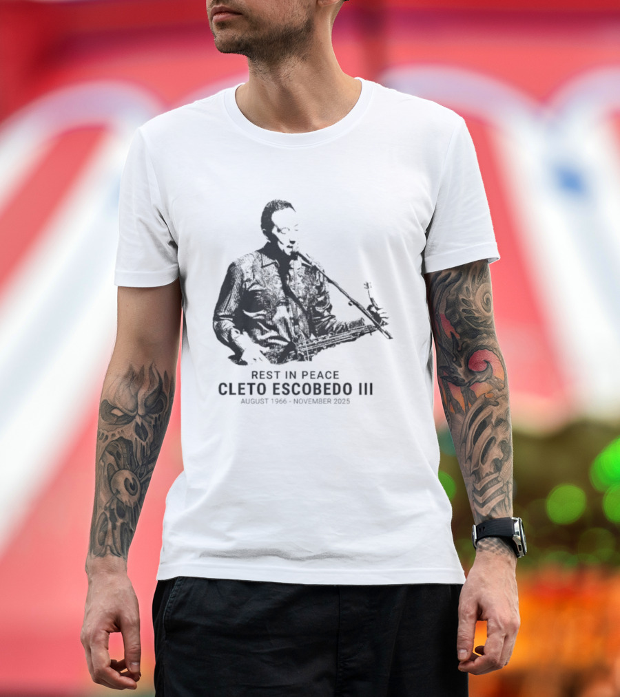 RIP Cleto Escobedo III Rest In Peace August 1964 November 2023 Jimmy Kimmel Live Bandleader T-Shirt
