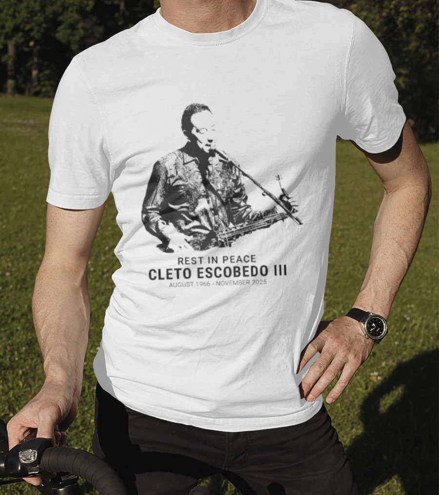 RIP Cleto Escobedo III Rest In Peace August 1964 November 2023 Jimmy Kimmel Live Bandleader T-Shirt