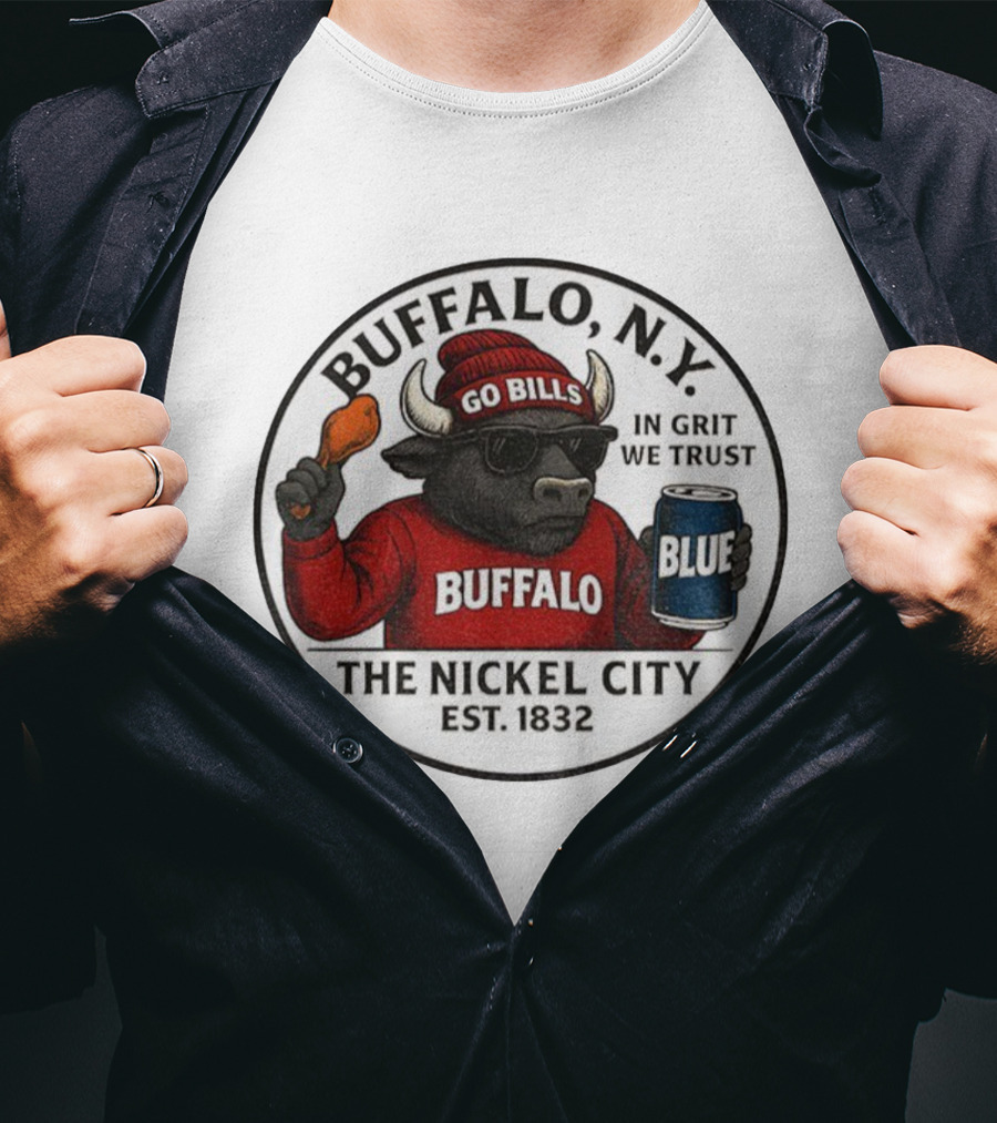 Buffalo NY Go Bills Buffalo The Nickel City Est 1832 In Grit We Trust T-Shirt