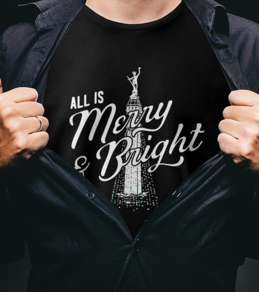 All Is Merry And Bright Christmas Tree Celebration T-Shirt