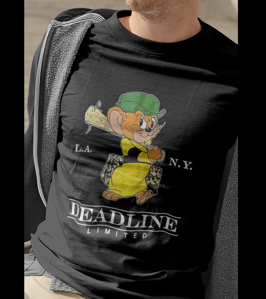 Jerry Deadline Limited Character Baseball Wood Bat Iconic Sports Style T-Shirt