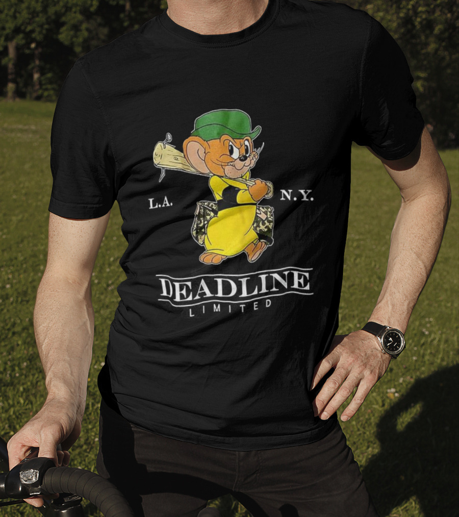 Jerry Deadline Limited Character Baseball Wood Bat Iconic Sports Style T-Shirt