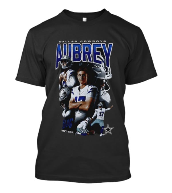 Dallas Cowboys Brandon Aubrey 17 Butter Signature NFL Football T-Shirt