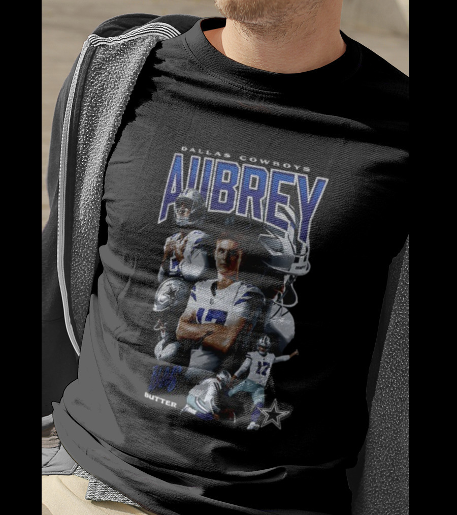Dallas Cowboys Brandon Aubrey 17 Butter Signature NFL Football T-Shirt