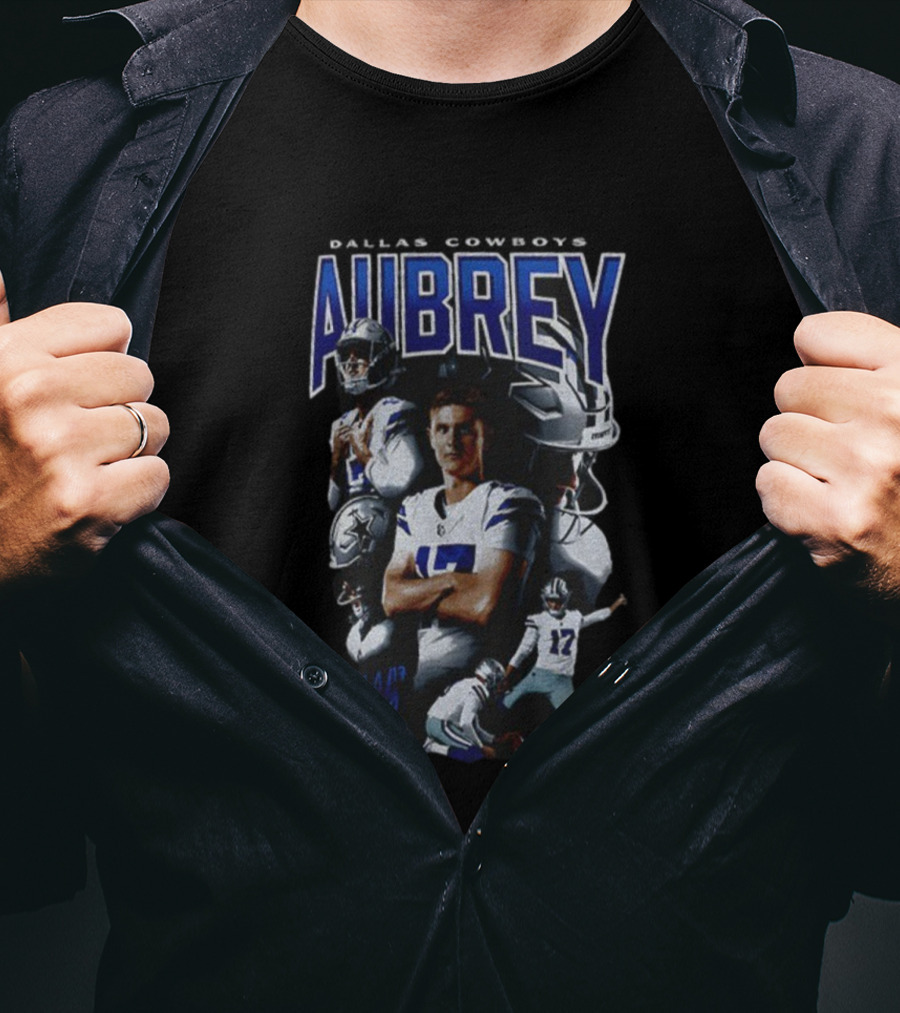 Dallas Cowboys Brandon Aubrey 17 Butter Signature NFL Football T-Shirt