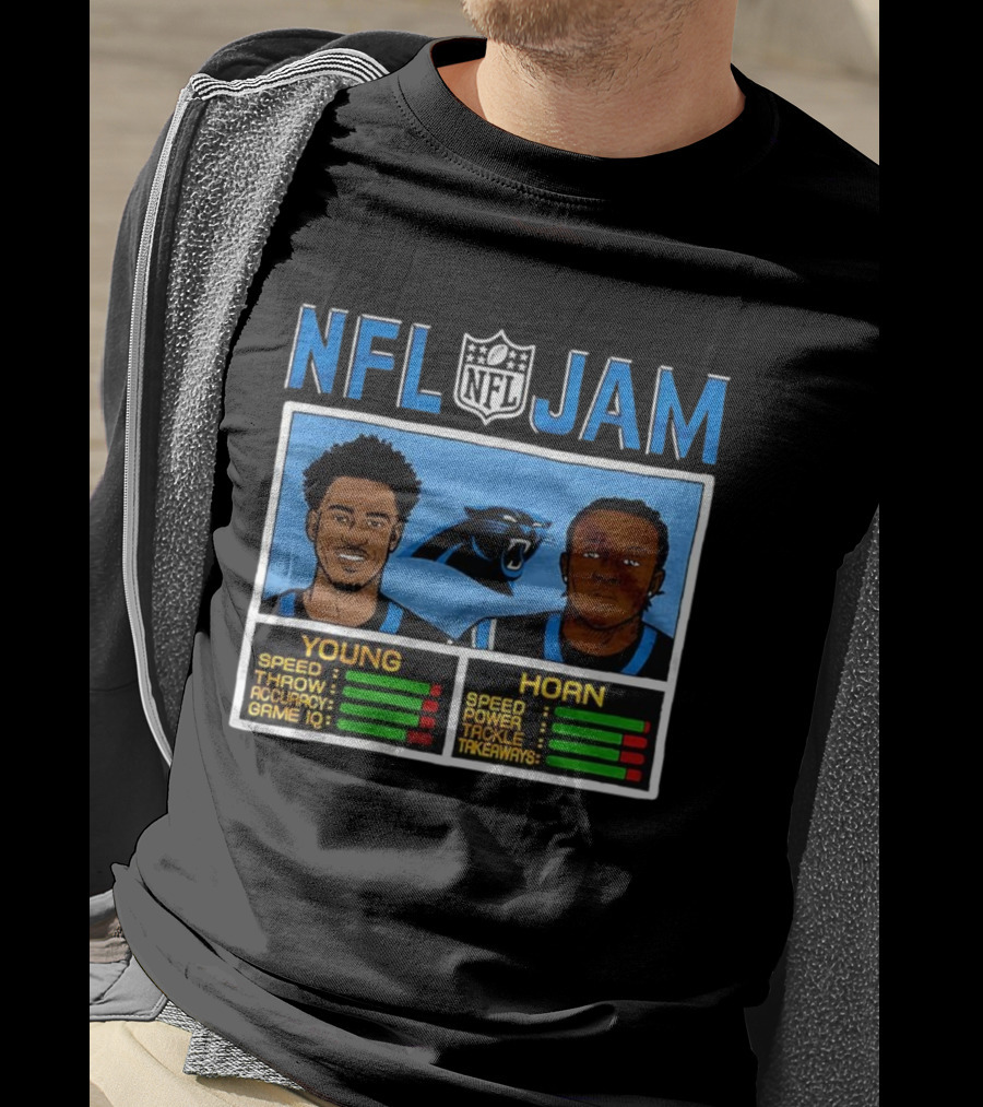 Bryce Young Jaycee Horn Carolina Panthers NFL Jam Classic Video Game Style T-Shirt