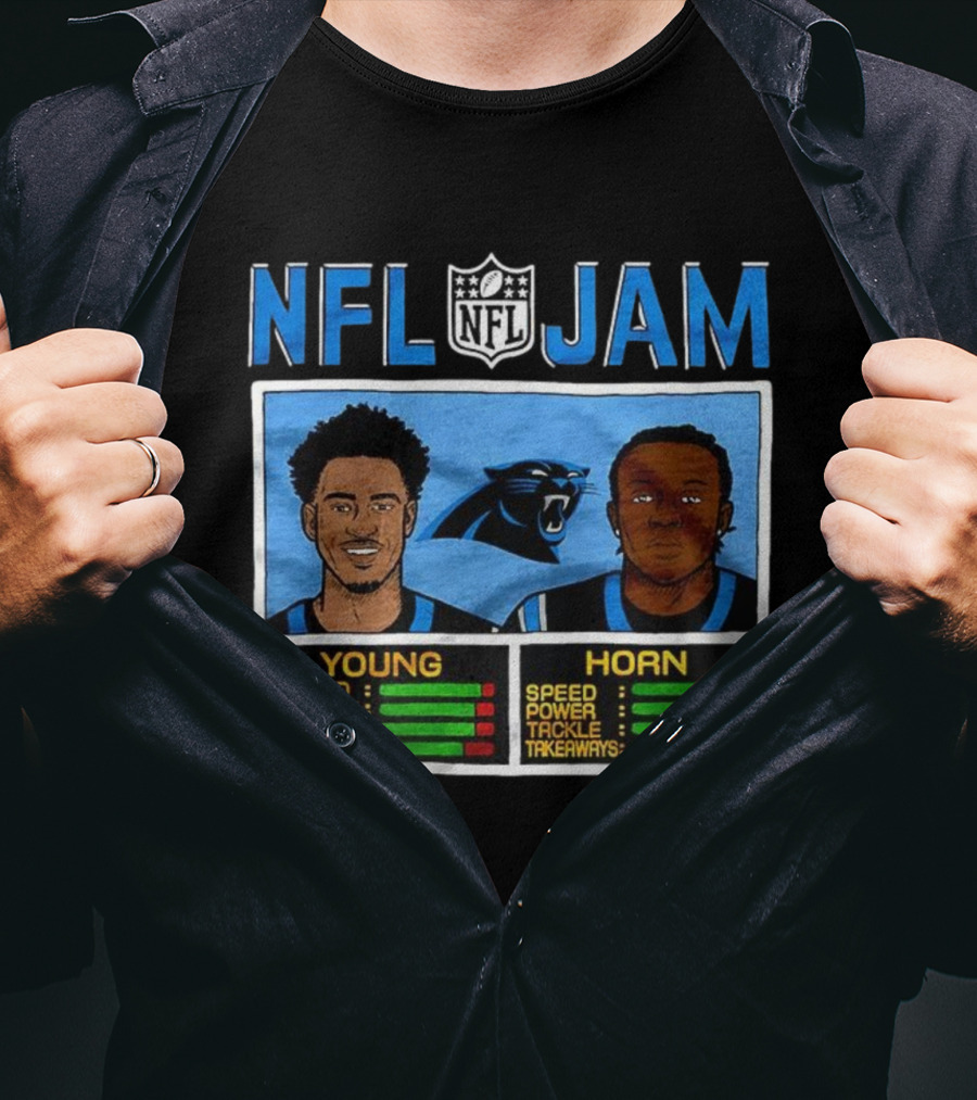 Bryce Young Jaycee Horn Carolina Panthers NFL Jam Classic Video Game Style T-Shirt