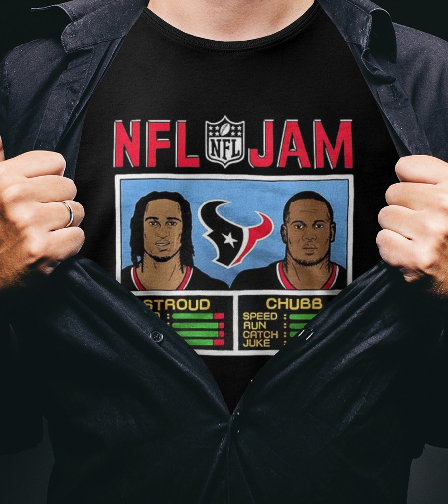 Houston Texans NFL Jam CJ Stroud Nick Chubb Classic Video Game Style T-Shirt