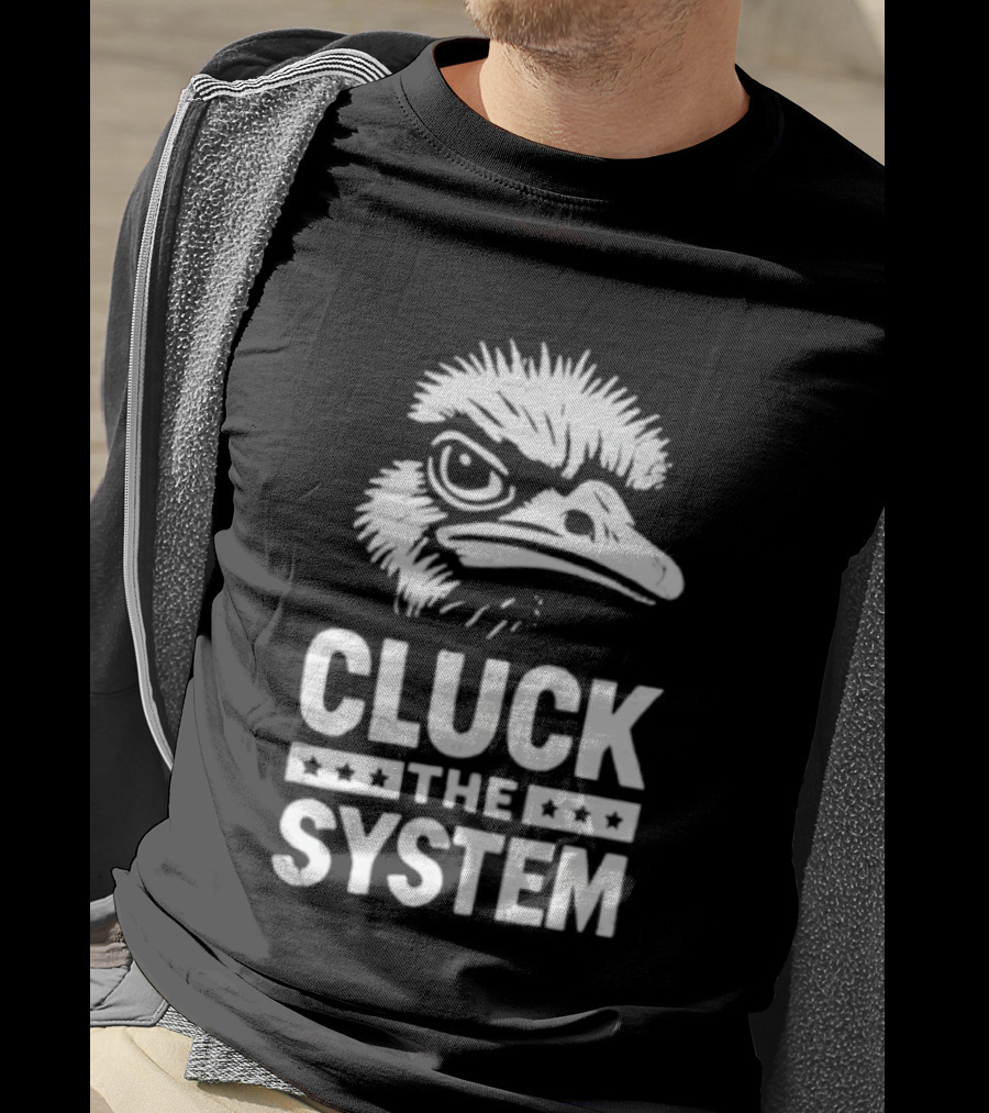 Bold Eagle Head Cluck The System Protest T-Shirt