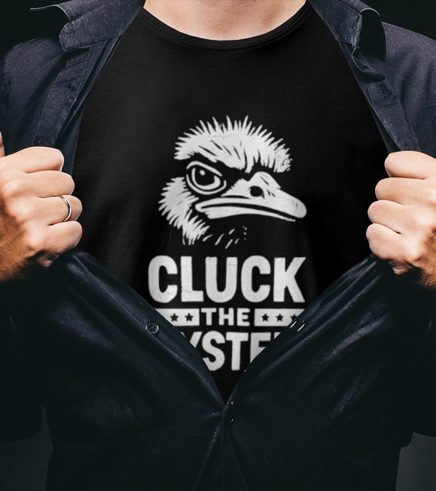 Bold Eagle Head Cluck The System Protest T-Shirt