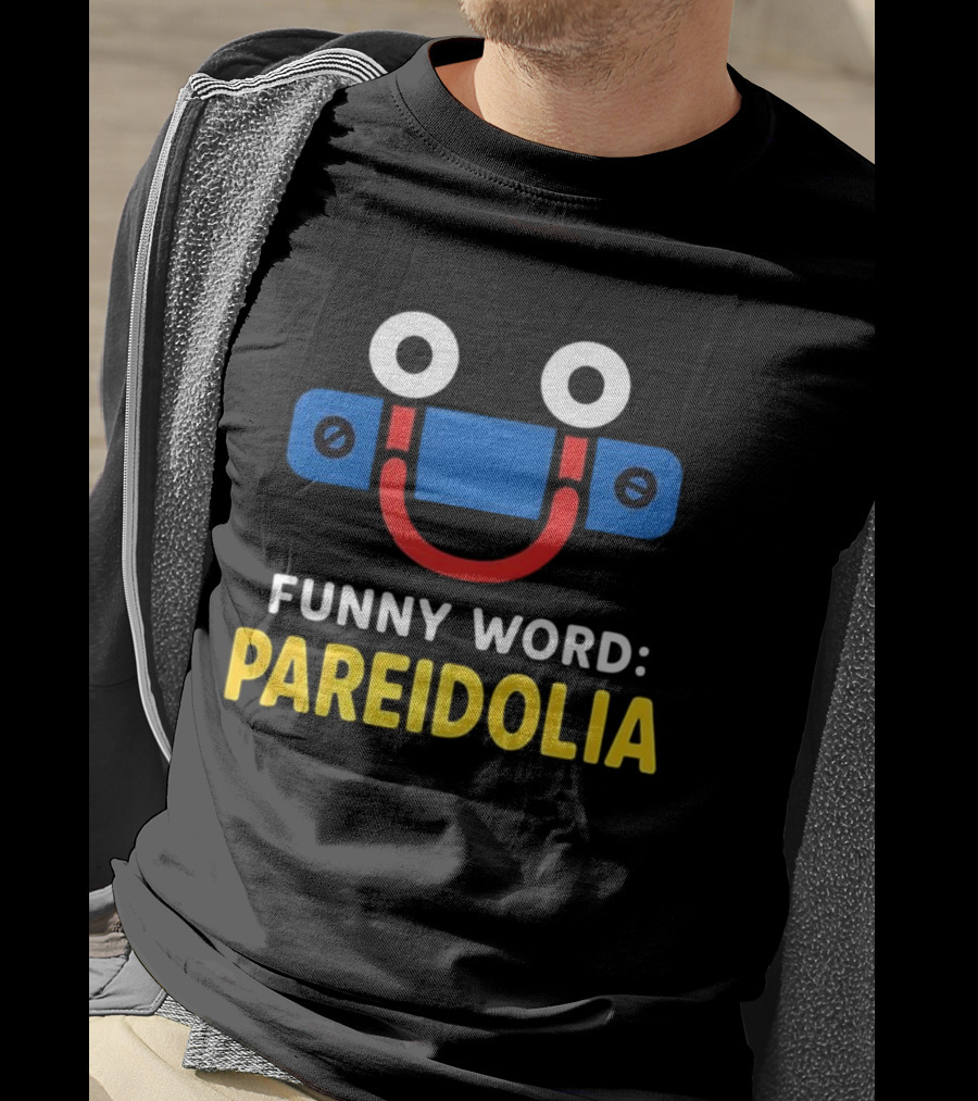 Funny Word Pareidolia Smiling Face Design T-Shirt