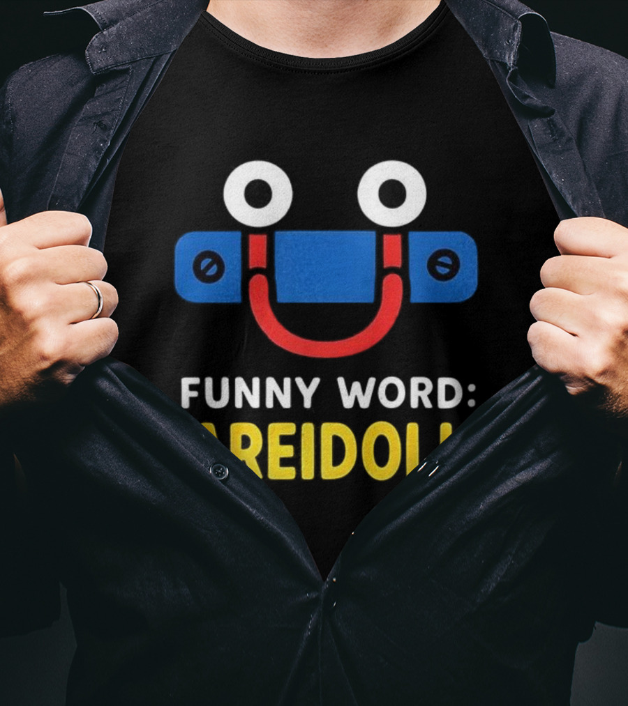 Funny Word Pareidolia Smiling Face Design T-Shirt